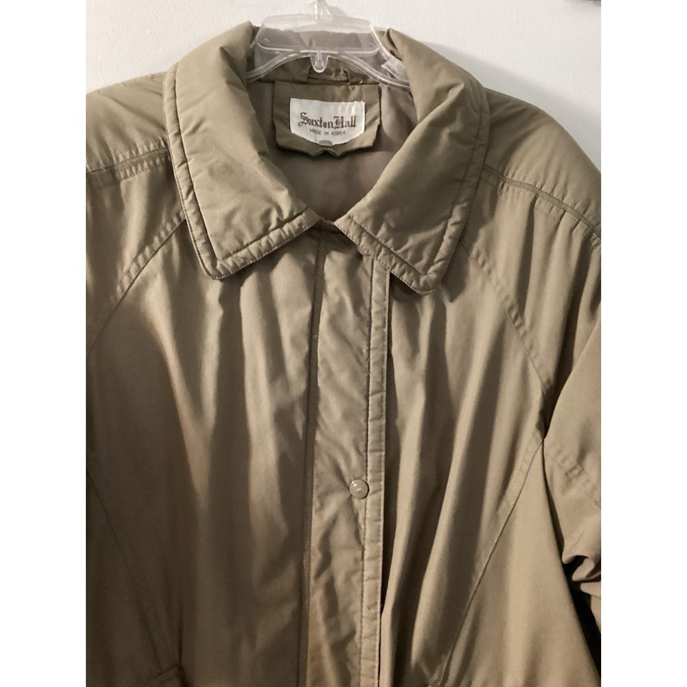 VINTAGE Saxton Hall Women's Puffer Parka Full Length Trench Coat Brown Size LP